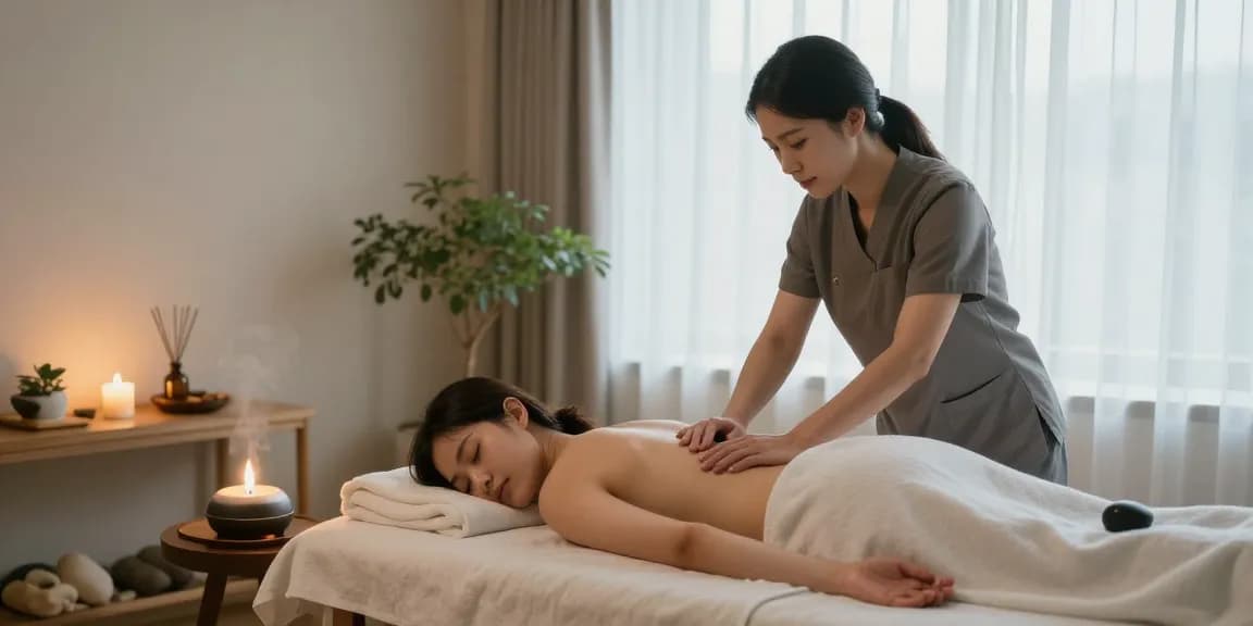 용인출장안마 고객을 위한 아늑한 스파 마사지 장면