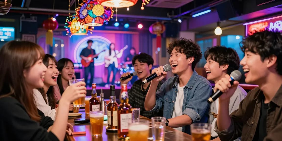 제주유흥의 즐거운 밤, 친구들과 함께 즐기는 가라오케와 위스키 세팅