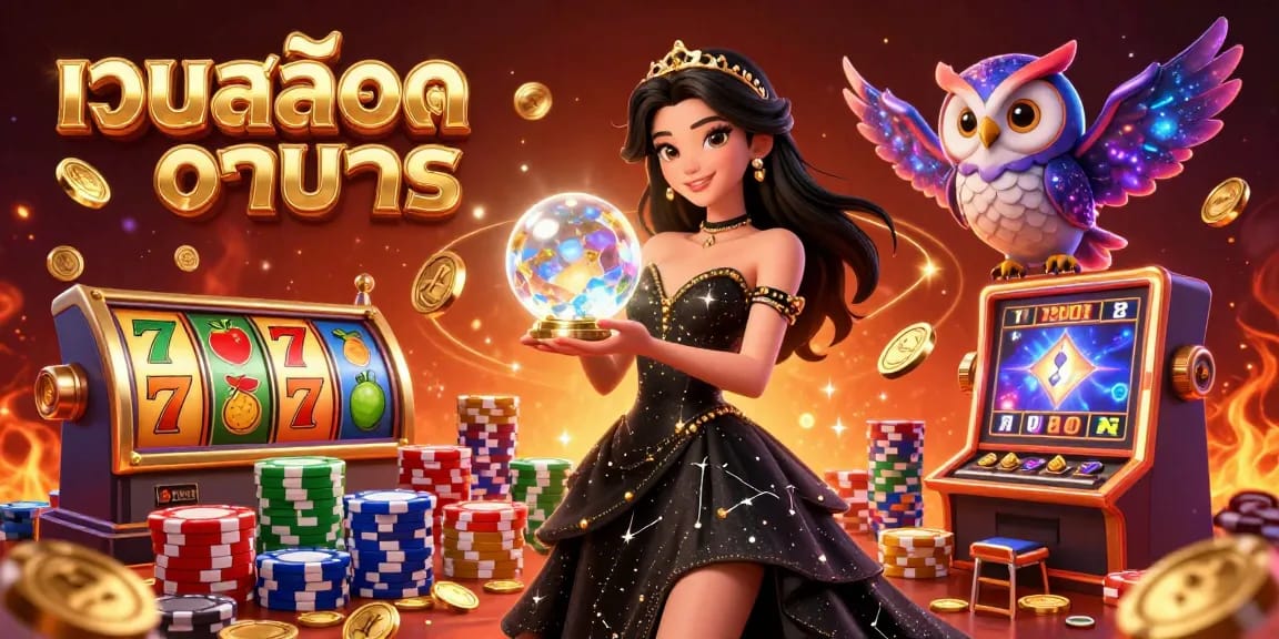 Experience เว็บสล็อตทดลอง with vibrant slot reels and mystical elements in 3D digital illustration.