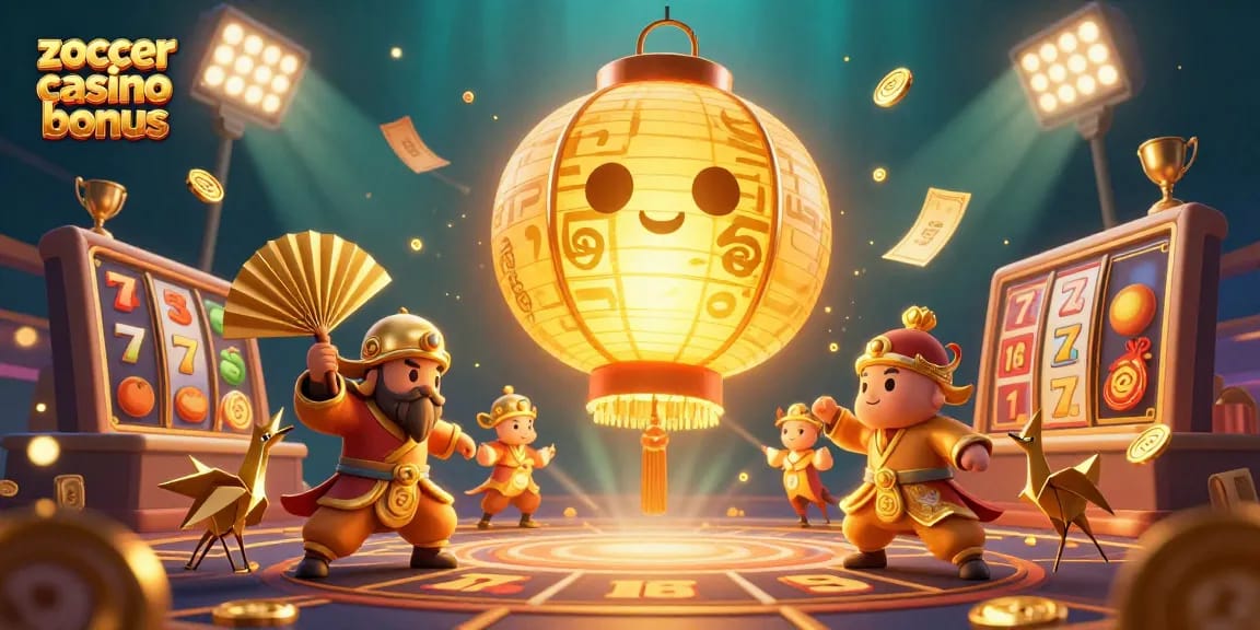 Experience the excitement of the zoccer casino bonus with vibrant, dynamic 3D illustration bursting with casino elements.