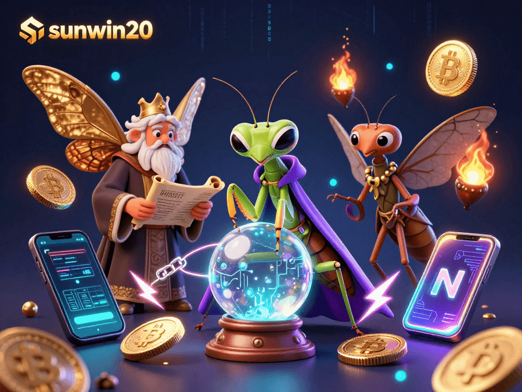 Engage with the mystical world of sunwin20, featuring a fortune teller and coins in vibrant 3D.