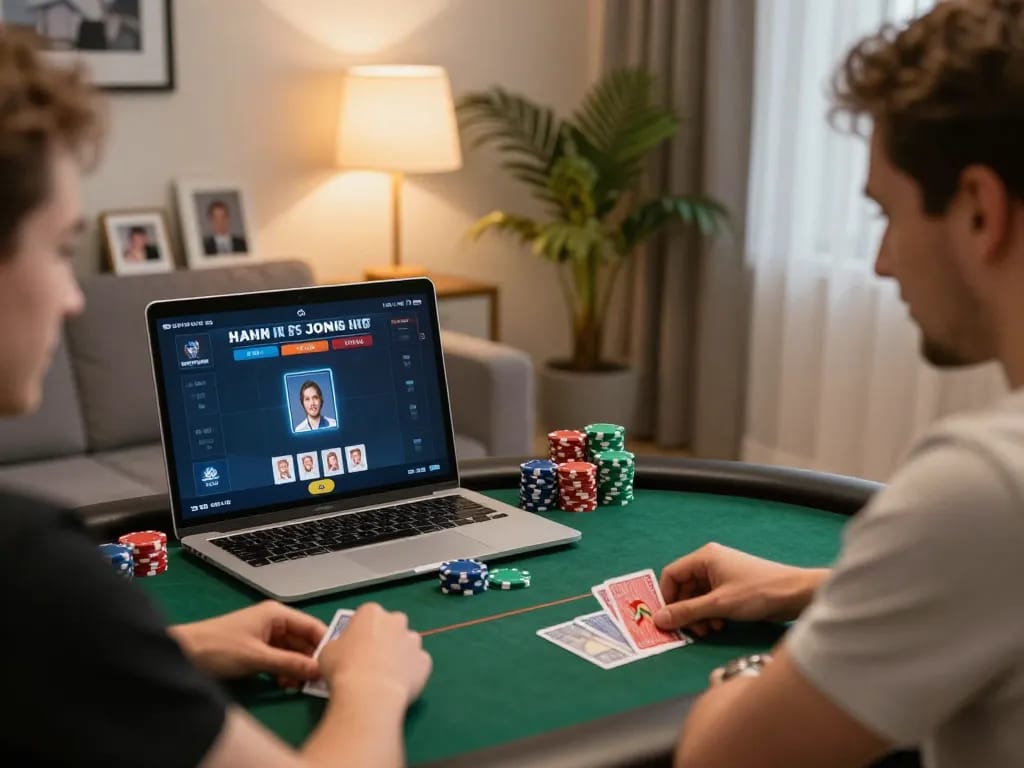 Experience online poker excitement with 78wind as players strategize over cards and chips