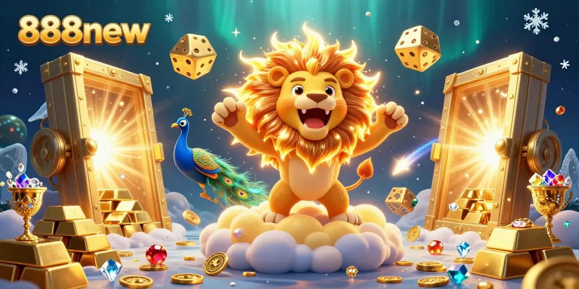 Experience thrilling gameplay with 888new through cartoon illustrations of exciting casino elements and iconic characters.