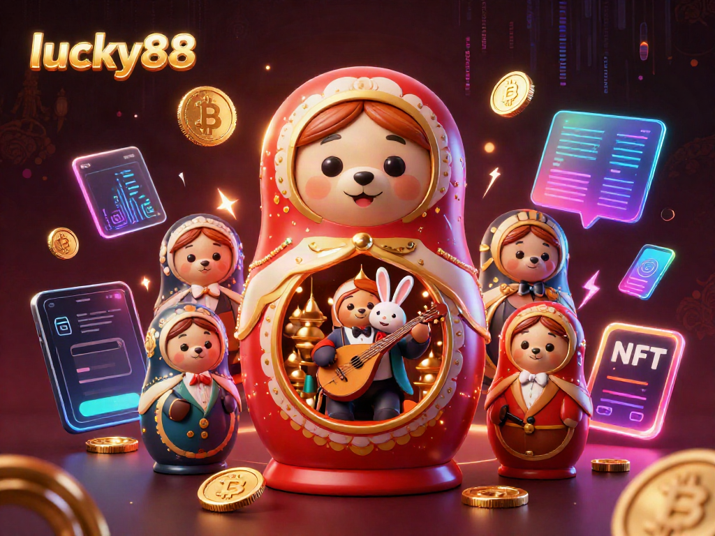 Experience the excitement of lucky88 with animated bears, casino elements, and vibrant crypto coins.