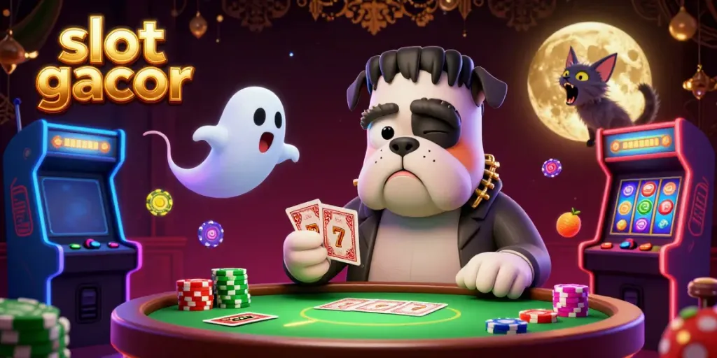 Hit the jackpot at a vibrant slot gacor scene showcasing colorful reels, neon lights, and animated characters.