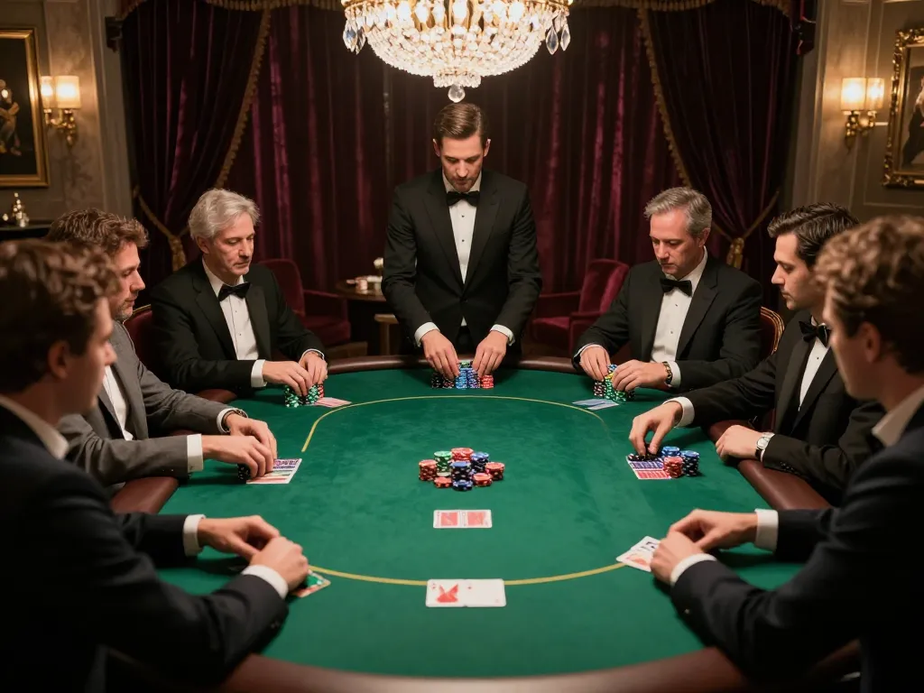 LC88 life unfolding at exclusive poker table with stacked chips and focused players