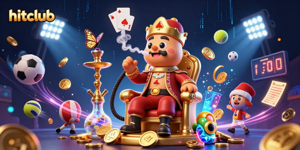 Engage with hitclub's dynamic gaming scene featuring sports, casino elements, and playful characters.