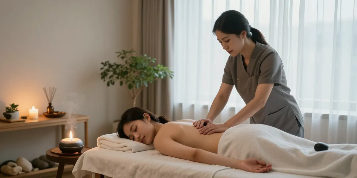용인출장안마 고객을 위한 아늑한 스파 마사지 장면