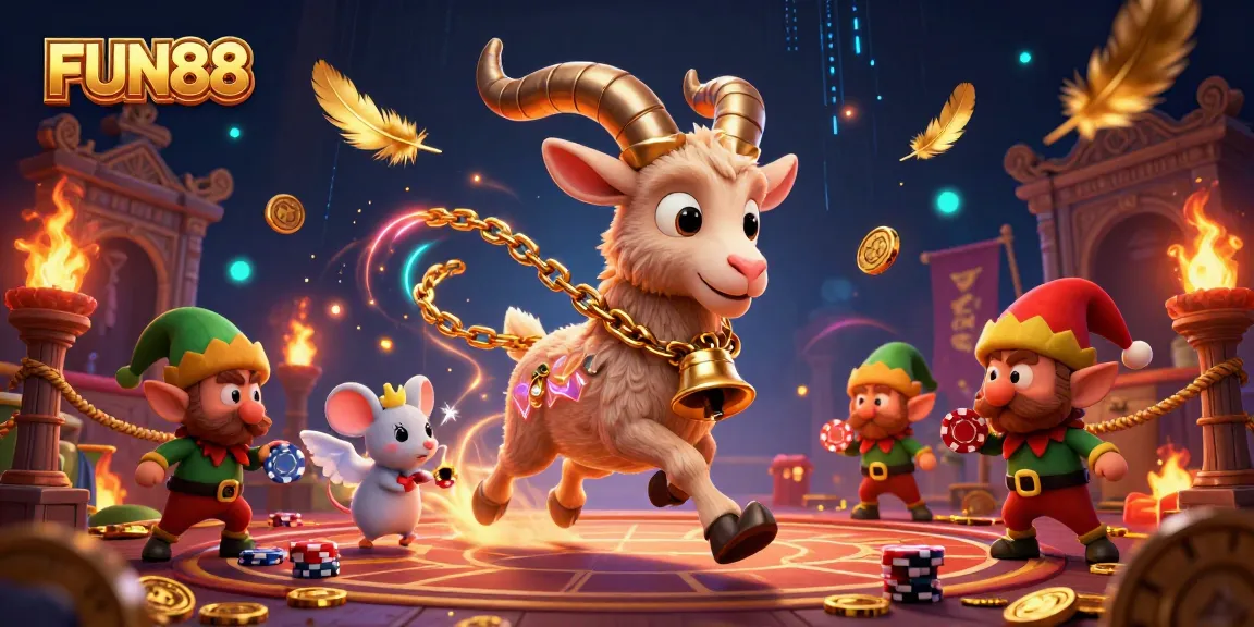 Engage in thrilling games at FUN88's casino with lively characters stealing poker chips.