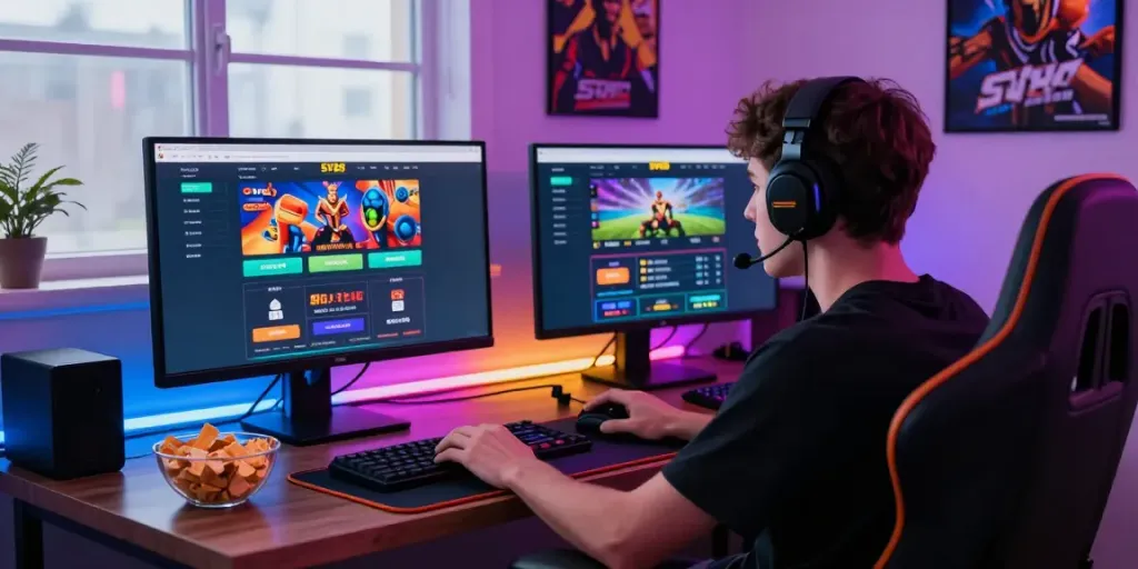 Dynamic SV88 online gaming environment with user engaged in betting.