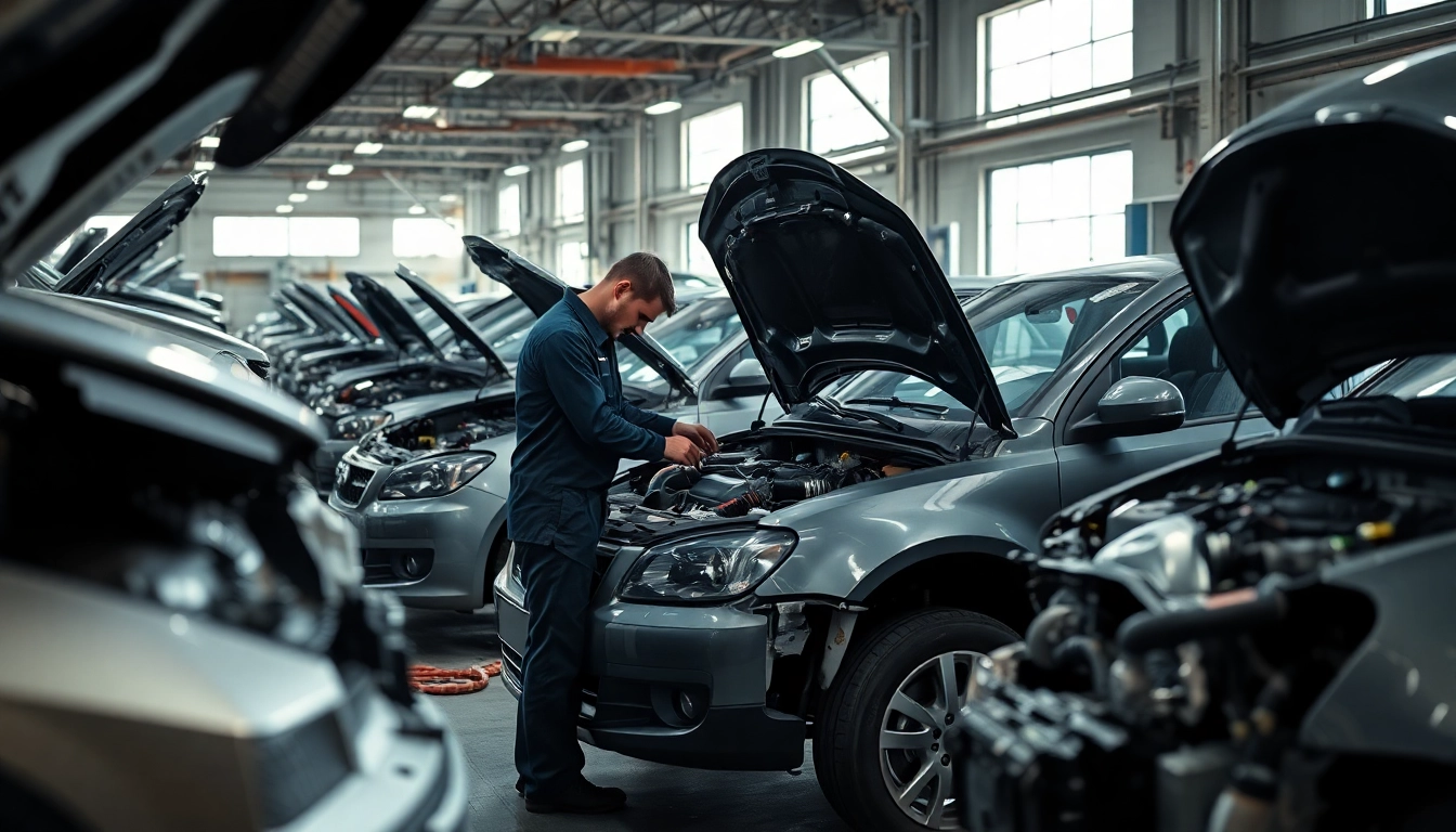 Motorschaden Ankauf in der Fahrzeugwerkstatt, Mechaniker überprüft Schäden.