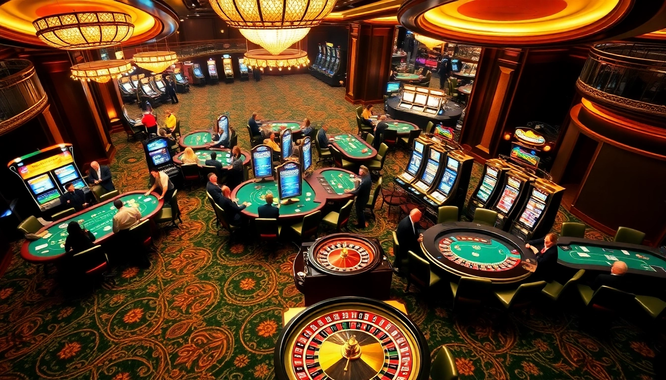 Experience the excitement of gaming at home Jl55 with vibrant casino lights and lively players.